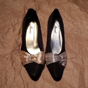 Annie Satin Kitten Heel Pumps